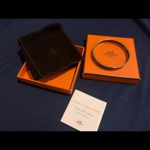 Authentic Hermès Gold/Navy Enamel Bangle